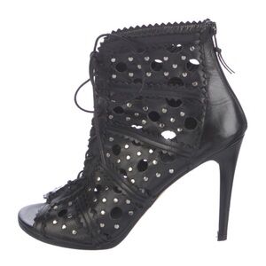 Stuart Weitzman Cagey Black Leather Rocker Ankle Bootie Size 9.5 Good Condition